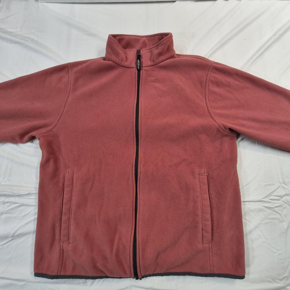 Woolrich Fleece Jacket Mens 48 Pink Full Zip Stand Collar Hand Pockets Outdoor